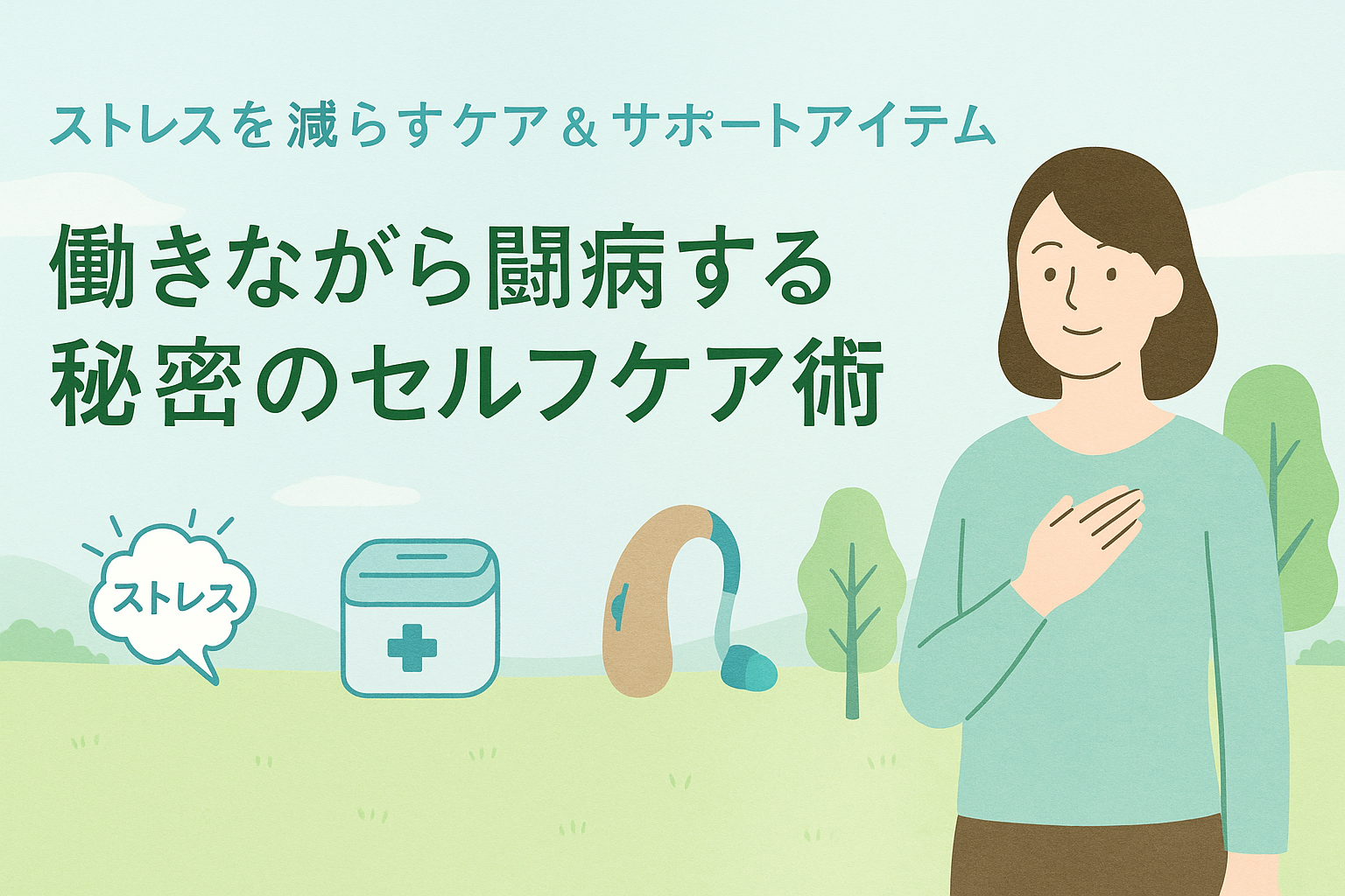 「大江麻理子さんのように、働きながらメニエール病と向き合う方法を紹介するアイキャッチ画像」