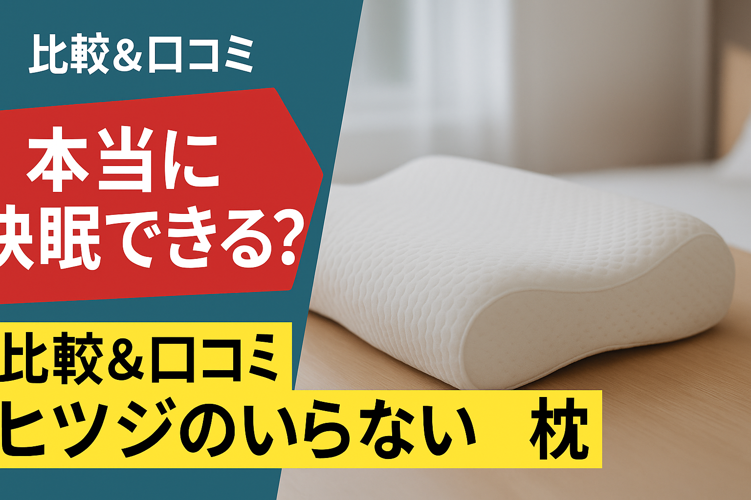 ヒツジのいらない枕の写真と「本当に快眠できる？」のキャッチコピーが入った比較レビュー用アイキャッチ画像