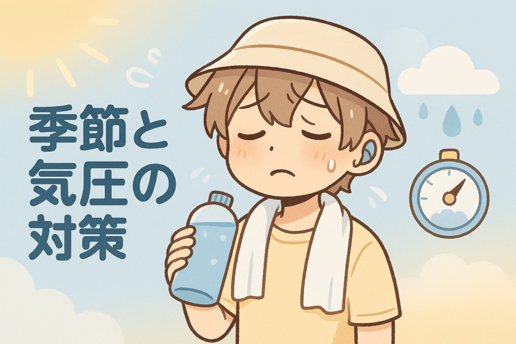 天候や気圧を意識した体調管理イラスト