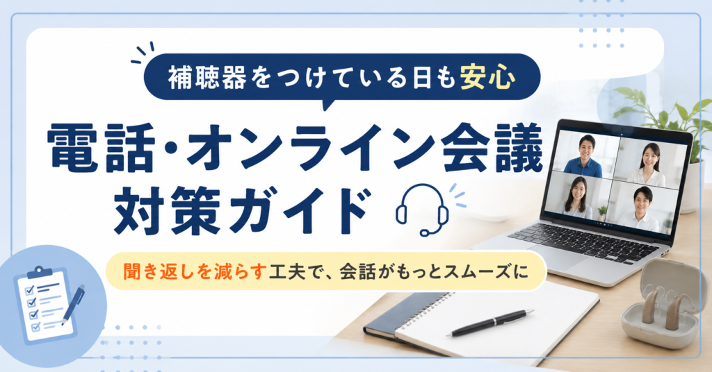 補聴器をつけている日の電話・オンライン会議対策を紹介するアイキャッチ画像